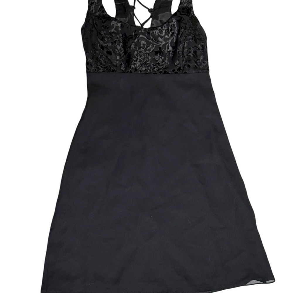 Vintage Jump wendye chaitin babydoll dress Black velvet burnout lace up‎ open